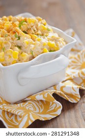 Fresh Creamy Crock Pot Corn On A Table