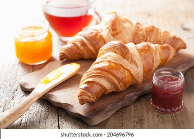 Fresh Croissants With Jam For Breakfast