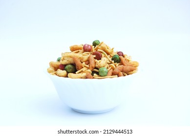 Fresh and Crunchy Mix Nimco on a white bowl, and White background. - Shutterstock ID 2129444513