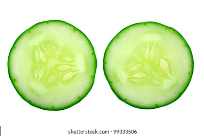 Fresh Cucumber Slice Isolated On White Background