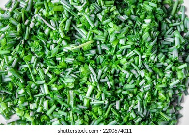 Fresh Cut Chives Closeup View. Food Background