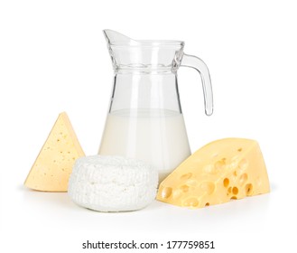 Fresh Dairy Products On White Background