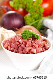 Fresh Diced Ham In Bowl