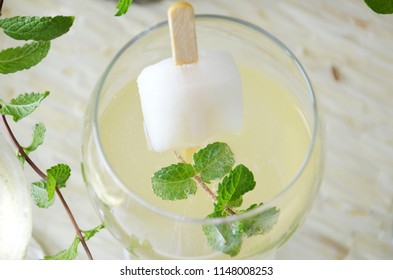 Fresh Drink With Mint And Popcicle