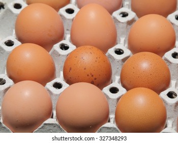 Fresh eggs , Chicken eggs in row . - Shutterstock ID 327348293