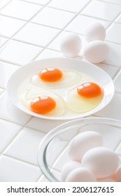 Fresh Eggs Shot On The Kitchen Counter, Background Image For Cooking Eggs