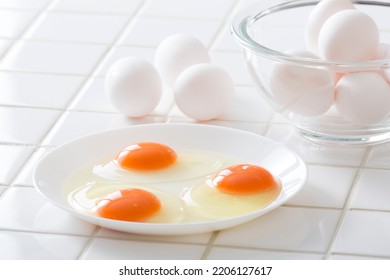 Fresh Eggs Shot On The Kitchen Counter, Background Image For Cooking Eggs