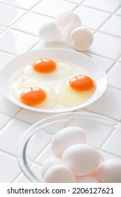 Fresh Eggs Shot On The Kitchen Counter, Background Image For Cooking Eggs