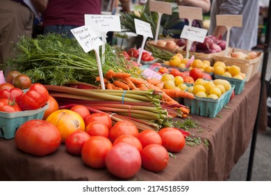 Fresh Farm Produce Stand At A Farmer's Market