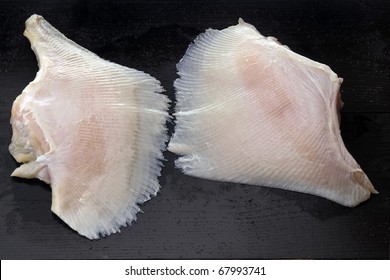 Fresh Fish Skate Wings Against Black