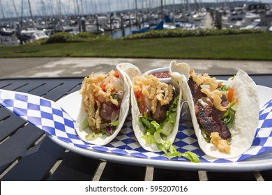 Fresh Fish Tacos On The Beach Boardwalk