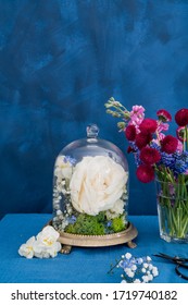 Fresh Flowers Under A Glass Bell Jar (cloche)