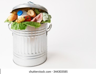 Fresh Food In Garbage Can To Illustrate Waste - Shutterstock ID 344303585