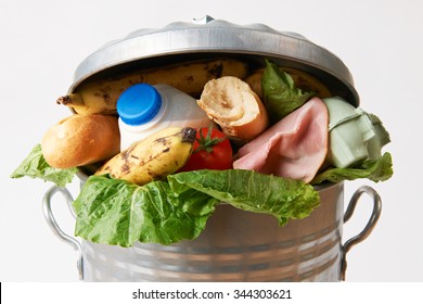 Fresh Food In Garbage Can To Illustrate Waste - Shutterstock ID 344303621