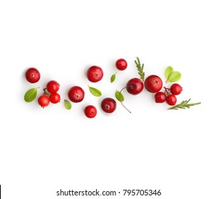 Fresh forest berry cranberry isolated on white background.