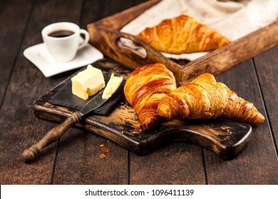 Fresh French Croissants With Butter