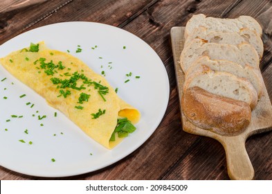 Fresh French Omelette With Spring Onion And Chive