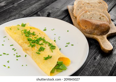 Fresh French Omelette With Spring Onion And Chive