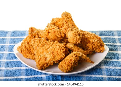 Fresh, Fried Chicken On A Square White Plate