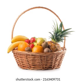 Fresh fruit in the basket against a white background - Powered by Shutterstock