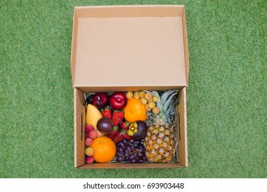 Fresh Fruit In A Cardboard Box