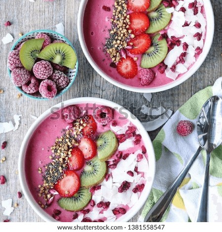 Similar – Image, Stock Photo Wild berries smoothie bowls