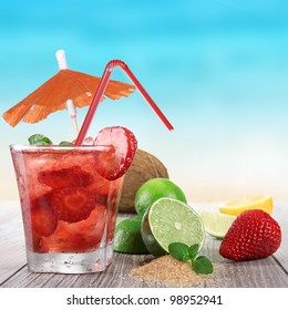 Fresh Fruit Drink On Beach Stock Photo 98952941 | Shutterstock