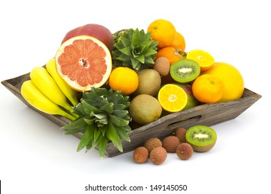 Fresh Fruit On A Wooden Tray