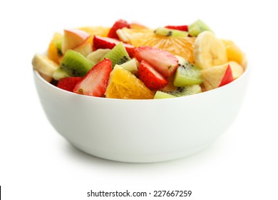 Fresh Fruit Salad Isolated On White