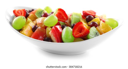 Fresh Fruit Salad, Isolated On White