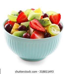 Fresh Fruit Salad, Isolated On White