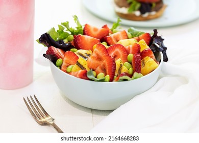 Fresh Fruit Salad With Strawberries, Edame And Grilled Pinapple.