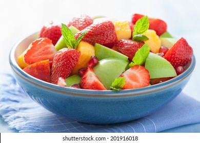 Fresh Fruit Salad With Strawberry, Apple, Nectarine, Pomegranate