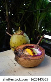 Fresh Fruit Smoothie Bowl With Young Coconut Breakfast