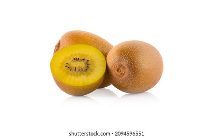 Fresh Fruit Yellow Kiwi Isolated On White Background