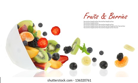 Fresh fruits coming out from a bowl - Powered by Shutterstock