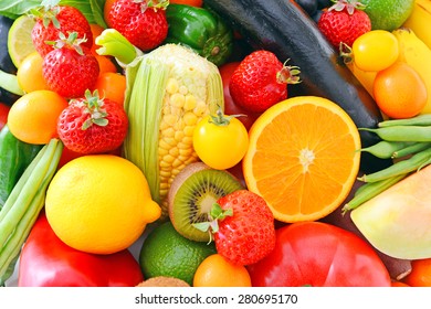 Fresh fruits and vegetables - Shutterstock ID 280695170