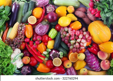 Fresh Fruits And Vegetables Closeup