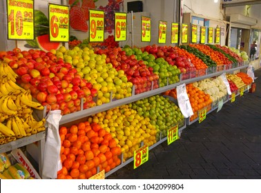 Fresh fruits and vegetables sold at the street market in Israel