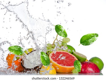 fruit splash images stock photos vectors shutterstock https www shutterstock com image photo fresh fruits water splash isolated on 132246569