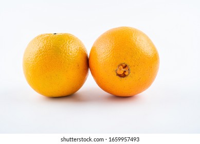 Fresh Gannan Navel Orange On White Background