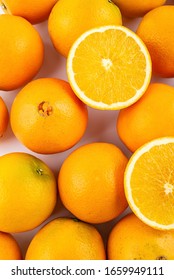 Fresh Gannan Navel Orange And Pulp Slices On White Background