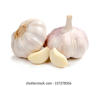 Fresh garlic isolated on white background - Shutterstock ID 157278356