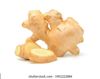 fresh ginger isolated on white background. - Shutterstock ID 1901222884