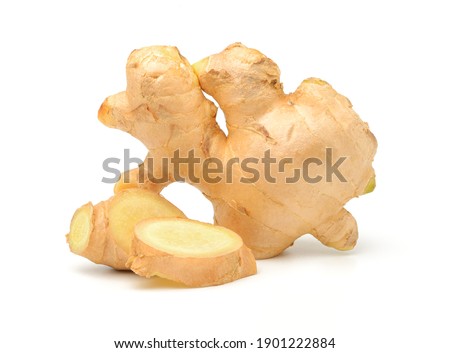 fresh ginger isolated on white background.