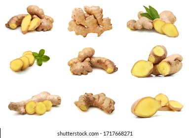 Fresh ginger on white background  - Shutterstock ID 1717668271