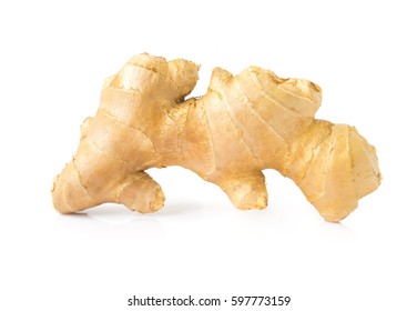 Fresh ginger on white background, herb medical concept - Shutterstock ID 597773159