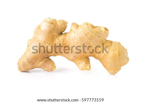 Fresh ginger on white background, herb medical concept ストックフォト © 