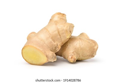 Fresh ginger rhizome isolated on white background. Clipping path. - Shutterstock ID 1914028786