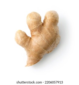 Fresh Ginger Root Isolated On White Background , Top View , Flat Lay.